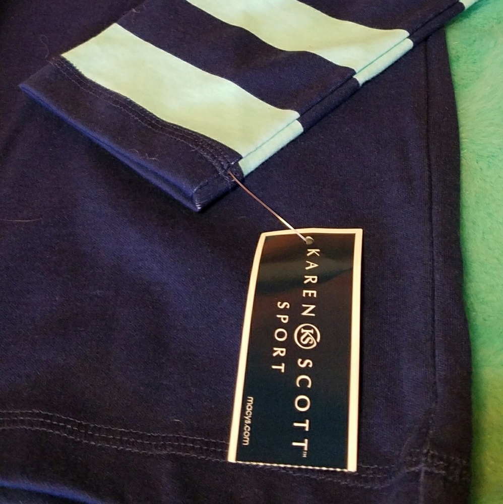 NWT Karen Scott Sport blue striped top - Picture 4 of 4